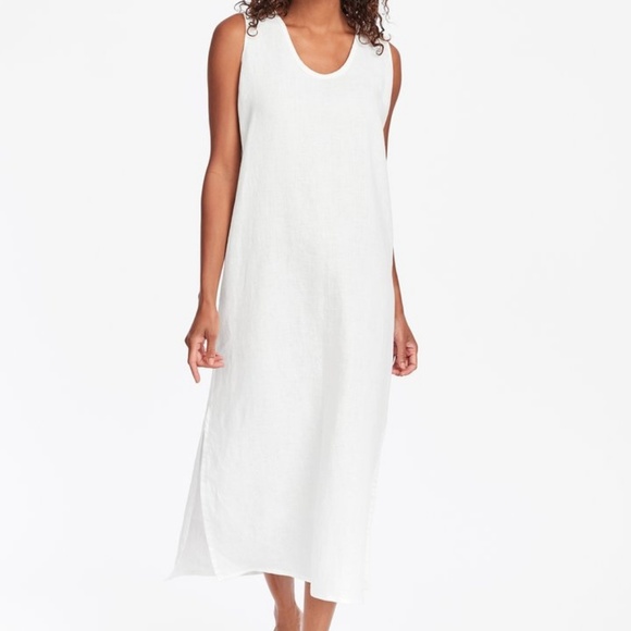 simple white linen dress
